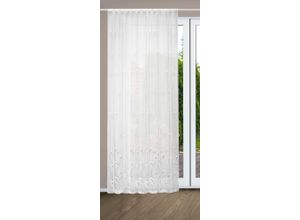 4056751317955 - Vorhang HOME WOHNIDEEN SUSANA Gr 6 weiß B375cm H120cm Wirkware Polyester Gardinen Faltenbandstore Jacquard fein SUSANA