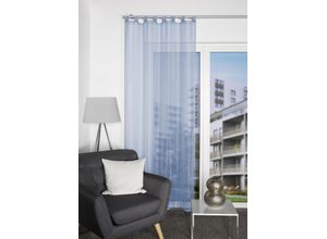 4056751376624 - Vorhang HOME WOHNIDEEN NESSI Gr 1 blau B135cm H245cm Polyester Gardinen Uni Voile transparent Schlaufen inkl Zugband