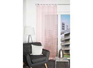 4056751376631 - Vorhang HOME WOHNIDEEN NESSI Gr 1 rosa (rosé) B135cm H245cm Polyester Gardinen Uni Voile transparent Schlaufen inkl Zugband