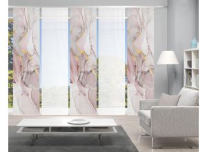 4056751385800 - Schiebegardine VISION S MARMOSA 5er SET Gr 1 rosa (goldfarben rosa) Gardinen 260cm Paneelwagen 60cm Polyester Bambus-Optik Digital bedruckt B60cm H260cm