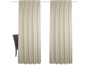 4056751403559 - Gardine HOME BASICS 2er JOHN Gr 5 grau (taupe) B135cm H245cm Polyester Gardinen Verdunklungsschal