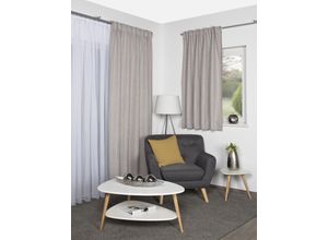 4056751405706 - Gardine HOME BASICS SANDA Set Gardinen Gr 160 cm Multifunktionsband 450 cm grau (taupe) Schlafzimmergardinen Fertigschal blackout