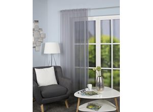 4056751418355 - Gardine HOME BASICS VINA grau B140cm H245cm Voile Obermaterial 100% Polyester Gardinen halbtransparent