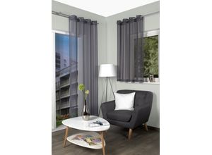 4056751421850 - Gardine HOME WOHNIDEEN DOLLY grau B140cm H145cm Voile Polyester Gardinen transparent