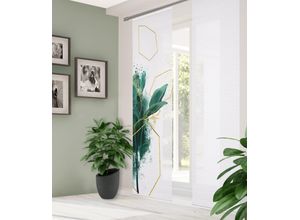 4056751436885 - Schiebegardine HOME IN GREEN SIGNA Gr 1 grün B60cm H245cm Polyester Gardinen DIGITALBEDRUCKT BAMBUSOPTIK RECYCELT