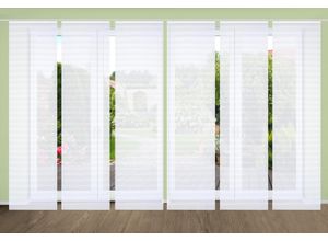 4056751437820 - Schiebegardine HOME IN GREEN ROMOLUS Gr 1 weiß B60cm H245cm Polyester Gardinen SET DIGITALDRUCKBAMBUSOPTIK RECYCELT