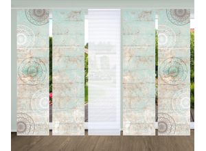 4056751438285 - Schiebegardine HOME IN GREEN MANDRIGA Gr 1 grün (mint) B60cm H245cm Polyester Gardinen SET DIGITALDRUCKBAMBUSOPTIK RECYCELT