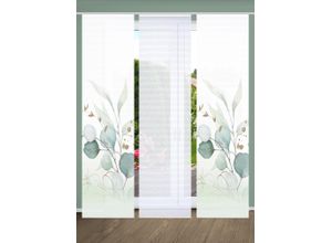 4056751441070 - Schiebegardine HOME IN GREEN ABANIO Gr 1 grün B60cm H245cm Polyester Gardinen SET DIGITALDRUCKBAMBUSOPTIK RECYCELT