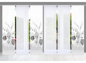 4056751441124 - Schiebegardine HOME IN GREEN ABANIO Gr 1 grau B60cm H245cm Polyester Gardinen SET DIGITALDRUCKBAMBUSOPTIK RECYCELT