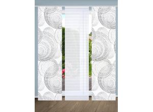 4056751443906 - Schiebegardine HOME IN GREEN SPIRO Gr 1 grau B60cm H245cm Polyester Gardinen SET DIGITALDRUCKBAMBUSOPTIK RECYCELT