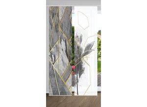 4056751443944 - Schiebegardine HOME IN GREEN SIGNUM Gr 1 grau B60cm H245cm Polyester Gardinen SET DIGITALDRUCKBAMBUSOPTIK RECYCELT