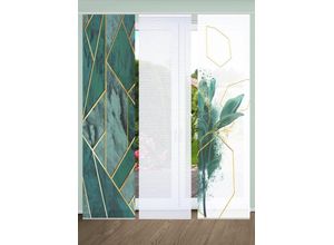 4056751443982 - Schiebegardine HOME IN GREEN SIGNUM Gr 1 grün B60cm H245cm Polyester Gardinen SET DIGITALDRUCKBAMBUSOPTIK RECYCELT