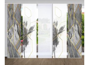 4056751444057 - Schiebegardine HOME IN GREEN SIGNUM Gr 1 grau B60cm H245cm Polyester Gardinen SET DIGITALDRUCKBAMBUSOPTIK RECYCELT