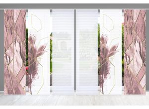 4056751444071 - Schiebegardine HOME IN GREEN SIGNUM Gr 1 rosa B60cm H245cm Polyester Gardinen SET DIGITALDRUCKBAMBUSOPTIK RECYCELT