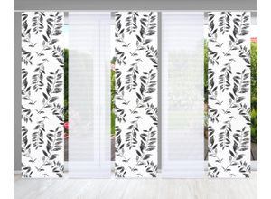 4056751444125 - Schiebegardine HOME IN GREEN GREN Gr 1 schwarz-weiß (schwarz weiß) B60cm H245cm Polyester Gardinen SET DIGITALDRUCKBAMBUSOPTIK RECYCELT