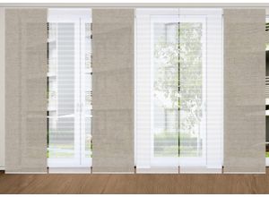 4056751444378 - Schiebegardine HOME IN GREEN ESTRA Gr 1 grau (taupe) B60cm H245cm Polyester Gardinen SET DIGITALDRUCKBAMBUSOPTIK RECYCELT