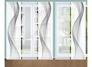 4056751444545 - Schiebegardine HOME IN GREEN NEVOLA Gr 1 grau B60cm H245cm Polyester Gardinen SET DIGITALDRUCKBAMBUSOPTIK RECYCELT