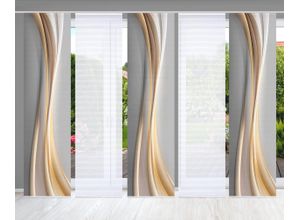 4056751444996 - Schiebegardine HOME IN GREEN ELANIA Gr 1 gold (goldfarben) B60cm H245cm Polyester Gardinen SET DIGITALDRUCKBAMBUSOPTIK RECYCELT