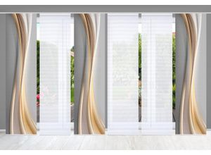 4056751445023 - Schiebegardine HOME IN GREEN ELANIA Gr 1 gold (goldfarben) B60cm H245cm Polyester Gardinen SET DIGITALDRUCKBAMBUSOPTIK RECYCELT