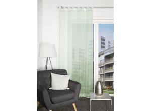 4056751463331 - Vorhang HOME WOHNIDEEN NESSI Gr 1 grün (lindgrün) B135cm H245cm Polyester Gardinen Uni Voile transparent Schlaufen inkl Zugband