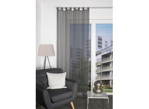 4056751463355 - Vorhang HOME WOHNIDEEN NESSI Gr 1 grau (anthrazit) B135cm H245cm Polyester Gardinen Uni Voile transparent Schlaufen inkl Zugband