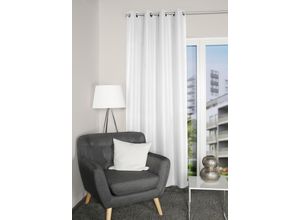 4056751463843 - Vorhang HOME BASICS ATLANTIK Gr 1 weiß B140cm H235cm Polyester Gardinen Ösenschal Uni ATLANTIK