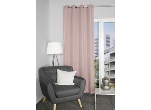 4056751463874 - Vorhang HOME BASICS ATLANTIK Gr 1 rosa (altrosa) B140cm H235cm Polyester Gardinen Ösenschal Uni ATLANTIK