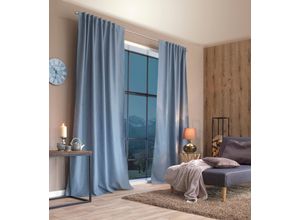 4056751473392 - Vorhang HOME BASICS ESKIMO Gr 4 blau B135cm H245cm Polyester Gardinen Thermostoff Uni ESKIMO