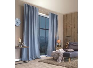 4056751473514 - Vorhang HOME BASICS ESKIMO Gr 3 blau B135cm H225cm Polyester Gardinen Thermostoff Uni ESKIMO