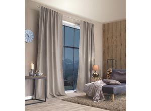 4056751473583 - Vorhang HOME BASICS ESKIMO Gr 3 beige (natur) B135cm H225cm Polyester Gardinen Thermostoff Uni ESKIMO