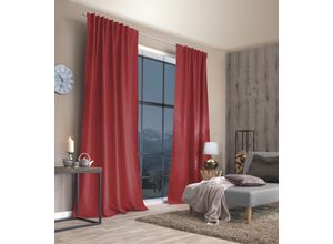 4056751473613 - Vorhang HOME BASICS ESKIMO Gr 2 rot (bordeaux) B135cm H175cm Polyester Gardinen Thermostoff Uni ESKIMO