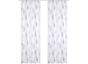 4056751475082 - Vorhang HOME WOHNIDEEN PAOLO Gr 2 grau (stein) B140cm H175cm Voile Polyester Gardinen 2er Pack Kräuselbandschal PAOLO bedruckt