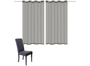 4056751475822 - Vorhang HOME BASICS DOLLY Gr 1 grau B140cm H145cm Voile Polyester Gardinen 2er Pack Ösenschal DOLLY