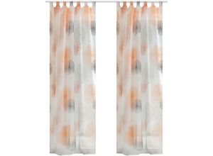 4056751476713 - Vorhang HOME WOHNIDEEN RAWLINS Gr 4 orange B140cm H245cm Voile Polyester Gardinen 2er Pack Schlaufenschal RAWLINS bedruckt