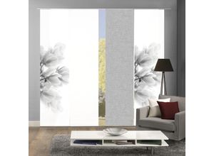 4056751488501 - Schiebegardine HOME WOHNIDEEN KESSI 4er SET Gr 1 grau B60cm H245cm Polyester Gardinen Schiebevorhang Digidruck 4er Set KESSI