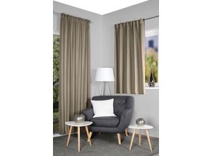 4056751491914 - Vorhang HOME WOHNIDEEN ESKAMIO Gr 1 beige B135cm H145cm Polyester Gardinen Thermo Blickdicht Leinenstruktur