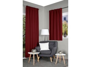 4056751492065 - Vorhang HOME WOHNIDEEN ESKAMIO Gr 4 rot (bordeaux) B135cm H225cm Polyester Gardinen Thermo Blickdicht Leinenstruktur