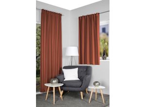 4056751492164 - Vorhang HOME WOHNIDEEN ESKAMIO Gr 2 orange (terra) B135cm H160cm Polyester Gardinen Thermo Blickdicht Leinenstruktur