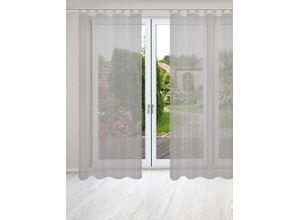 4056751503822 - Vorhang HOME WOHNIDEEN NESSI 2er Pack Gr 1 grau B135cm H245cm Polyester Gardinen Uni Voile transparent Schlaufen inkl Zugband 2er Pack