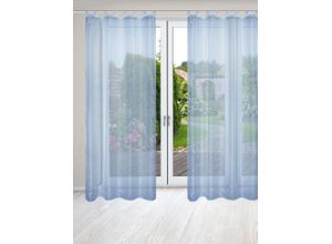 4056751503839 - Vorhang HOME WOHNIDEEN NESSI 2er Pack Gr 1 blau B135cm H245cm Polyester Gardinen Uni Voile transparent Schlaufen inkl Zugband 2er Pack