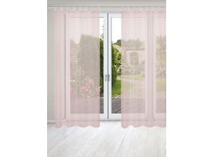 4056751503853 - Vorhang HOME WOHNIDEEN NESSI 2er Pack Gr 1 rosa (rosé) B135cm H245cm Polyester Gardinen Uni Voile transparent Schlaufen inkl Zugband 2er Pack