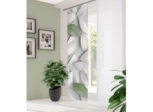 4056751513814 - Schiebegardine HOME IN GREEN LISON Gr 1 grün B60cm H245cm Polyester Gardinen DIGITALBEDRUCKT BAMBUSOPTIK RECYCELT