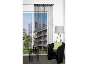 4056751514804 - Fadenvorhang HOME WOHNIDEEN SIMINO Gr 1 schwarz B145cm H245cm Jacquard Polyester Gardinen Fadenstore Jacquard Kombiband