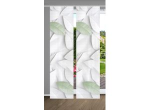 4056751515122 - Schiebegardine HOME IN GREEN LISON Gr 1 grün B60cm H245cm Polyester Gardinen SET DIGITALDRUCKBAMBUSOPTIK RECYCELT