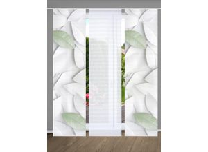 4056751515146 - Schiebegardine HOME IN GREEN LISON Gr 1 grün B60cm H245cm Polyester Gardinen SET DIGITALDRUCKBAMBUSOPTIK RECYCELT
