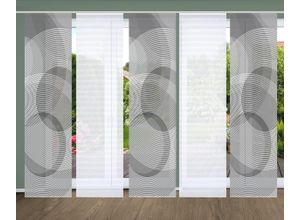 4056751515306 - Schiebegardine HOME IN GREEN AFONSO Gr 1 grau (anthrazit) B60cm H245cm Polyester Gardinen SET DIGITALDRUCKBAMBUSOPTIK RECYCELT