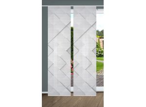 4056751515467 - Schiebegardine HOME IN GREEN SYLVIA Gr 1 grau B60cm H245cm Polyester Gardinen SET DIGITALDRUCKBAMBUSOPTIK RECYCELT