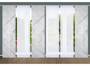 4056751515504 - Schiebegardine HOME IN GREEN SYLVIA Gr 1 grau B60cm H245cm Polyester Gardinen SET DIGITALDRUCKBAMBUSOPTIK RECYCELT