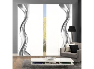 4056751516563 - Schiebegardine HOME WOHNIDEEN OAKLEY Gr 1 silber (silberfarben) B60cm H245cm Polyester Gardinen SCHIEBEVORHANGSETSEIDENOPTIKDIGIDRUCK