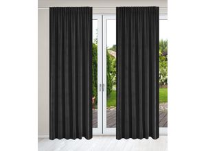 4056751519755 - Vorhang GUIDO MARIA KRETSCHMER HOME & LIVING SAMT Gr 2 schwarz B140cm H175cm Polyester Gardinen Samtoptik mit Multifunktionsband